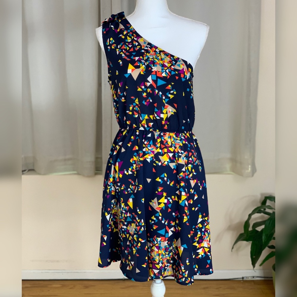 Needle & Thread patterned one shoulder tank dress